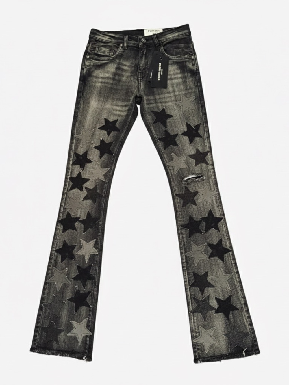 FWRD Denim Boys Black Washed Starry Stacked Distressed Jeans 14B